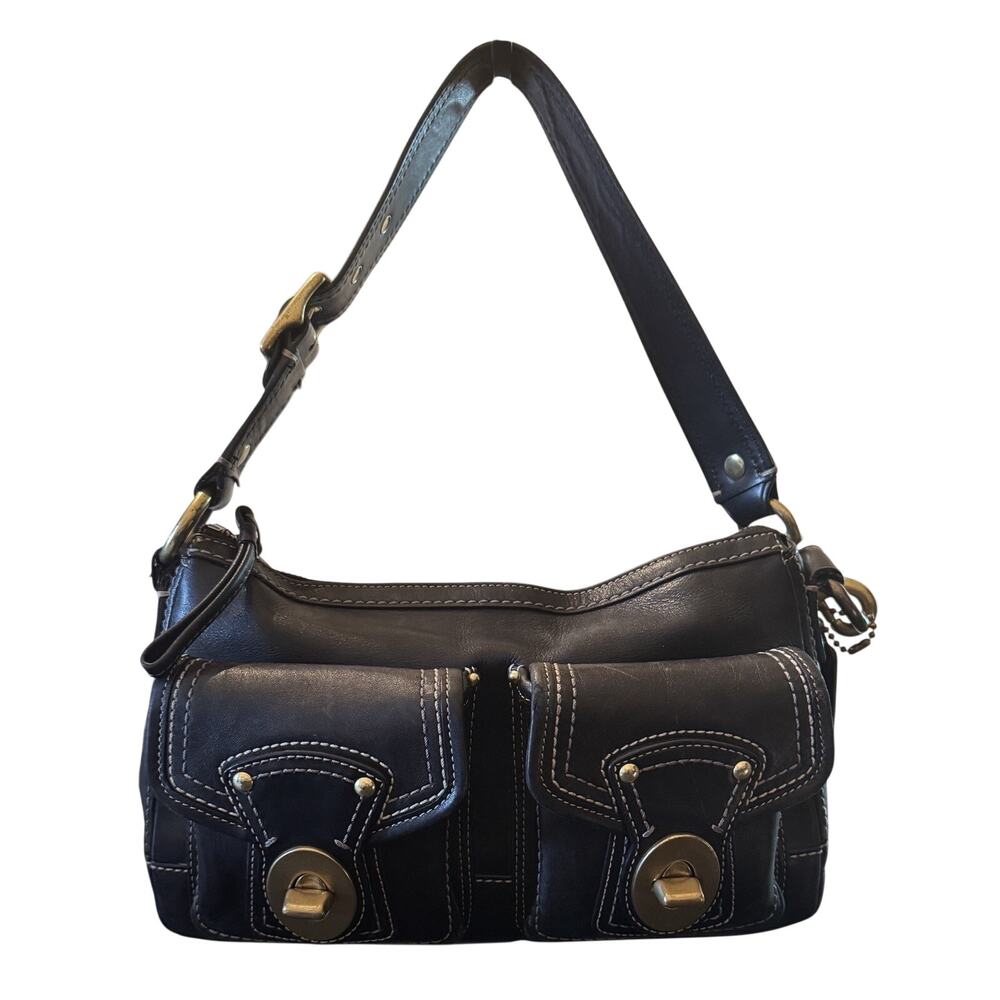 COACH Legacy Turnlock Shoulder Bag Black Pink Leather 65th Anniversary